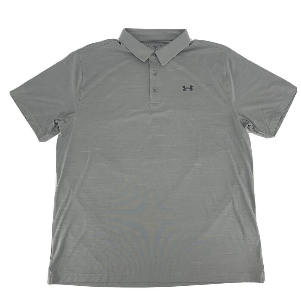 Men's Under Armour Loose HeatGear Scramble‎ Short Sleeve Polo Shirt Gray 2XL NWT